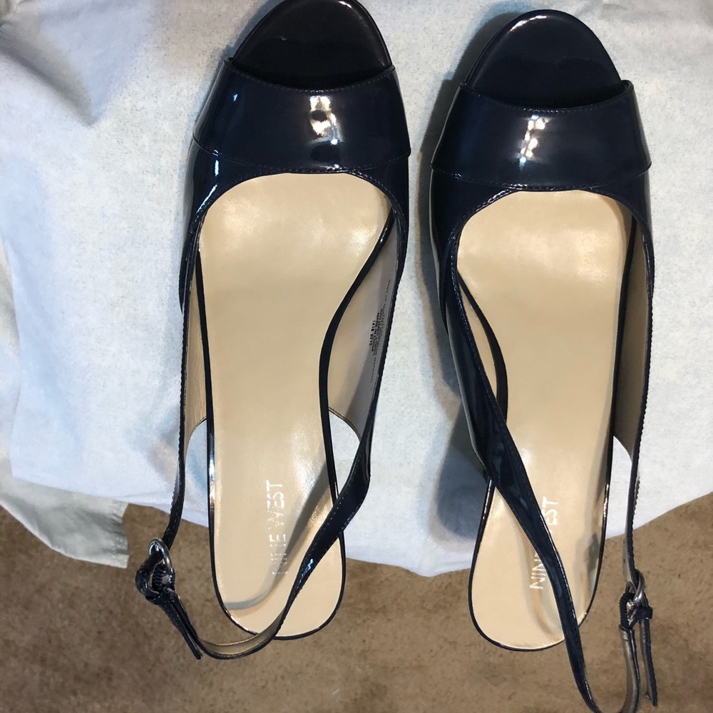 Nine West Navy Patent Leather Platform
